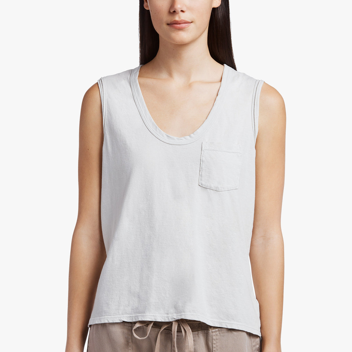 Embroidered Lotus Vintage Tank In Silver/White | James Perse Los Angeles