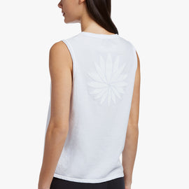 Embroidered Lotus Vintage Tank In White/White | James Perse Los Angeles
