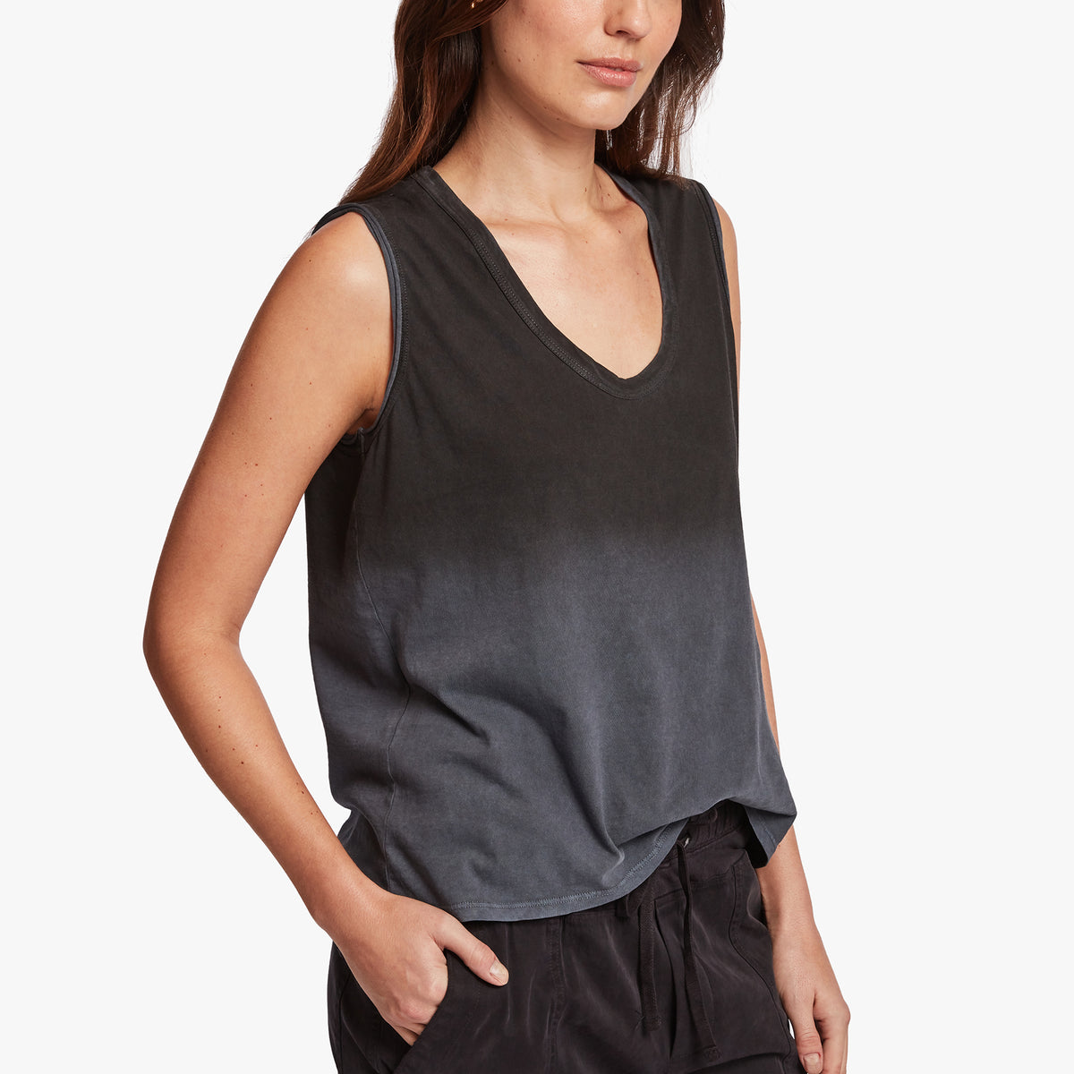 Spray Dyed Vintage Tank - French Navy/Black | James Perse Los Angeles