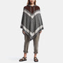 Loose Stitch Wool Cashmere Poncho In Thunder/Dusty Brown/Mist | James Perse Los Angeles