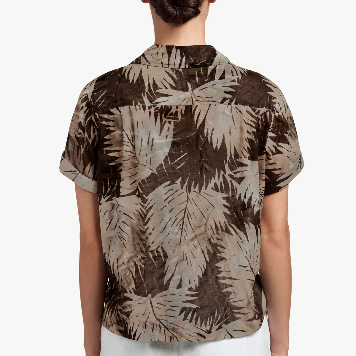 Palm Print Shirt In Platinum | James Perse Los Angeles