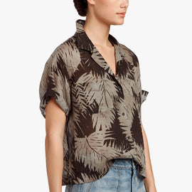 Palm Print Shirt In Platinum | James Perse Los Angeles