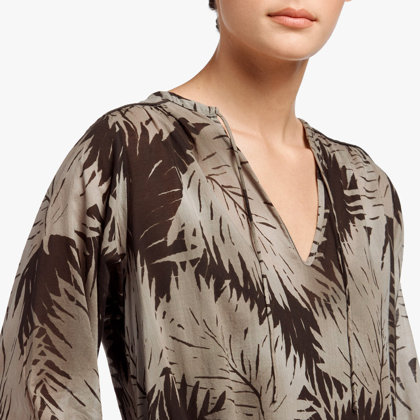 Palm Print Maxi Shirt Dress In Platinum | James Perse Los Angeles