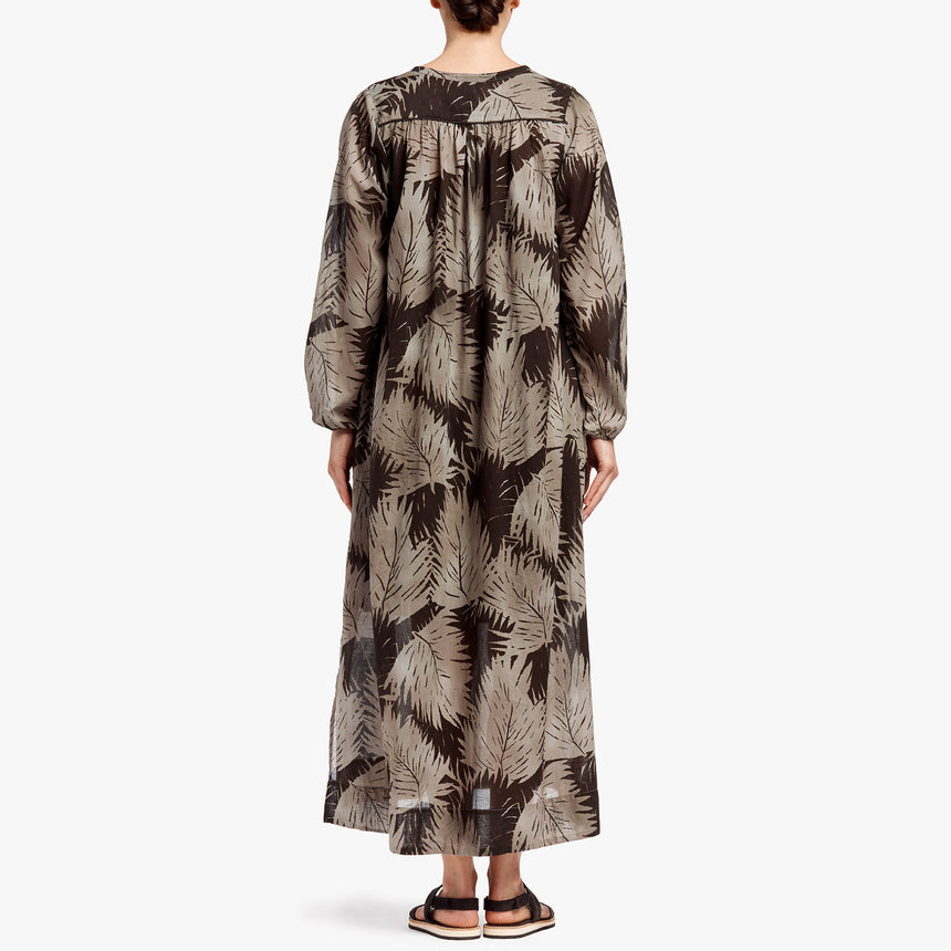 Palm Print Maxi Shirt Dress In Platinum | James Perse Los Angeles