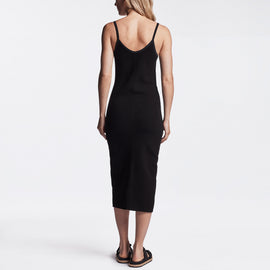 Chevron Rib Cami Dress In Black | James Perse Los Angeles