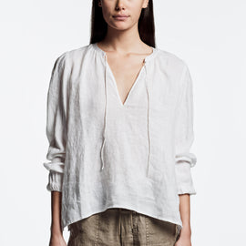 Lightweight Linen Peasant Blouse In White | James Perse Los Angeles