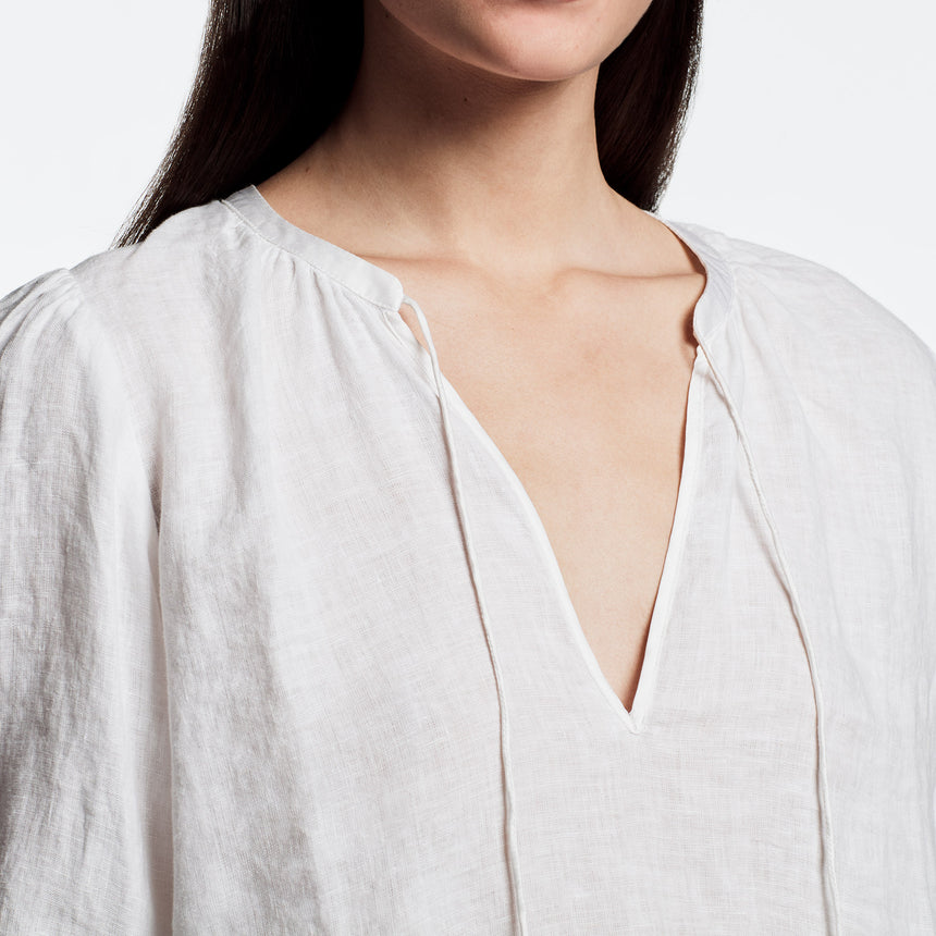 Lightweight Linen Peasant Blouse In White | James Perse Los Angeles