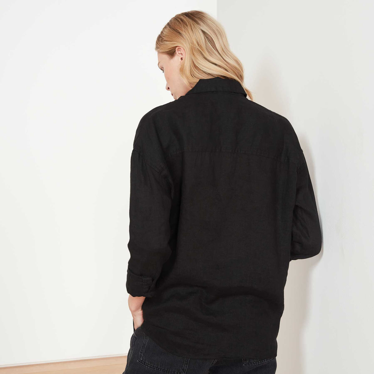 Casual Linen Shirt In Black | James Perse Los Angeles