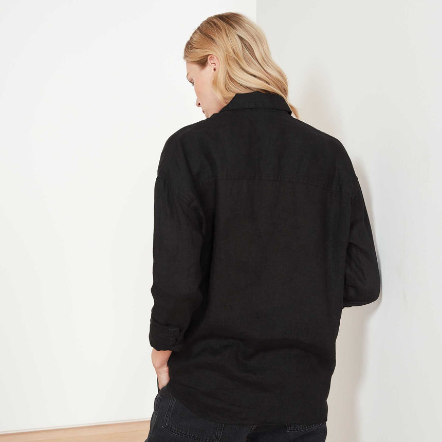 Casual Linen Shirt In Black | James Perse Los Angeles