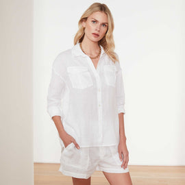 Casual Linen Shirt In White | James Perse Los Angeles