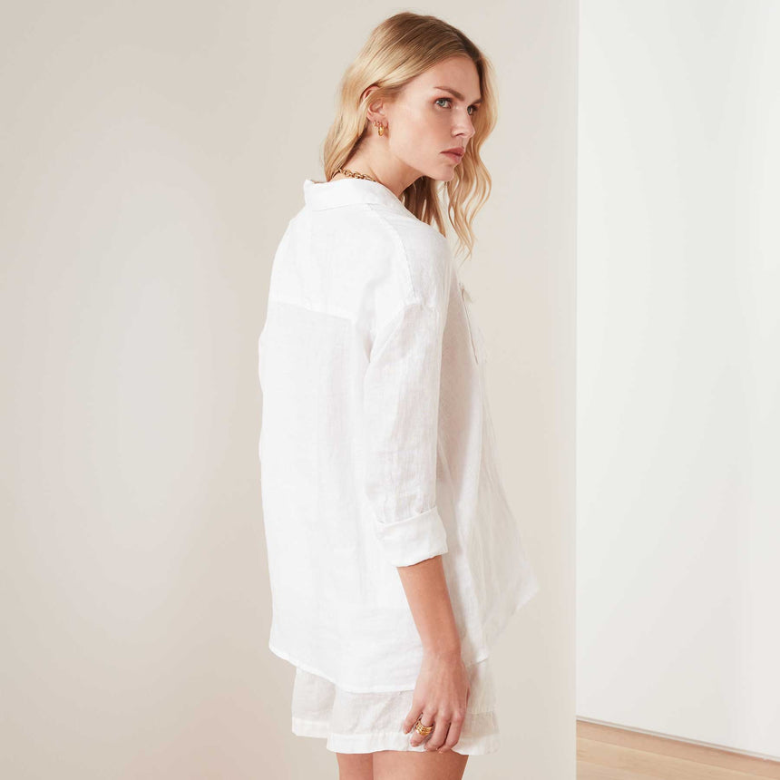 Casual Linen Shirt In White | James Perse Los Angeles