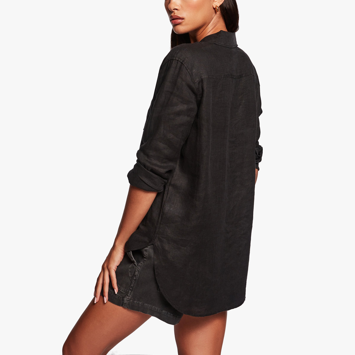 Linen Pocket Shirt In Black | James Perse Los Angeles