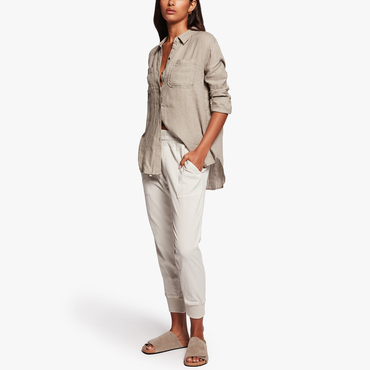 Linen Pocket Shirt In Dapple | James Perse Los Angeles