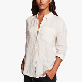 Linen Pocket Shirt In Oyster | James Perse Los Angeles