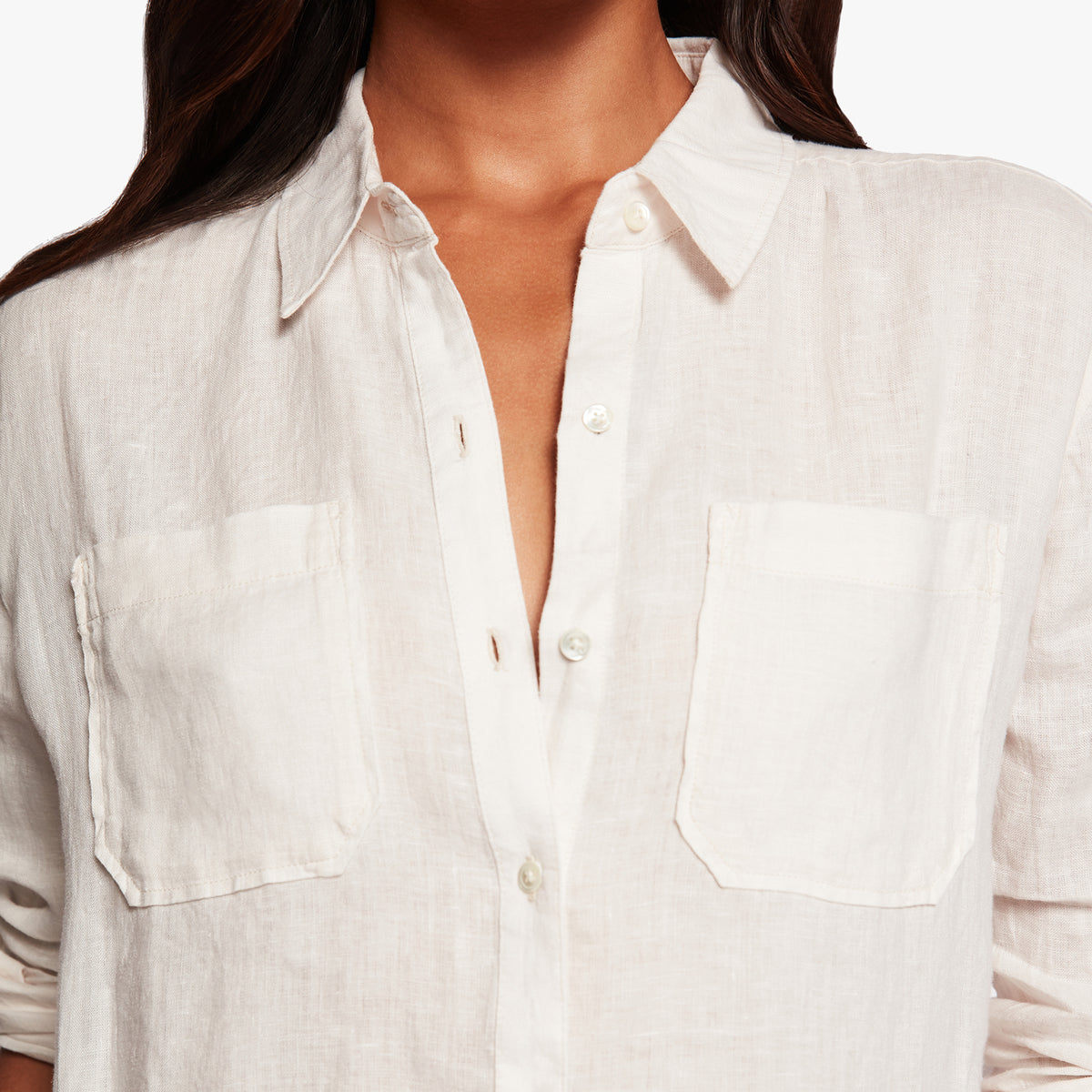 Linen Pocket Shirt In Oyster | James Perse Los Angeles