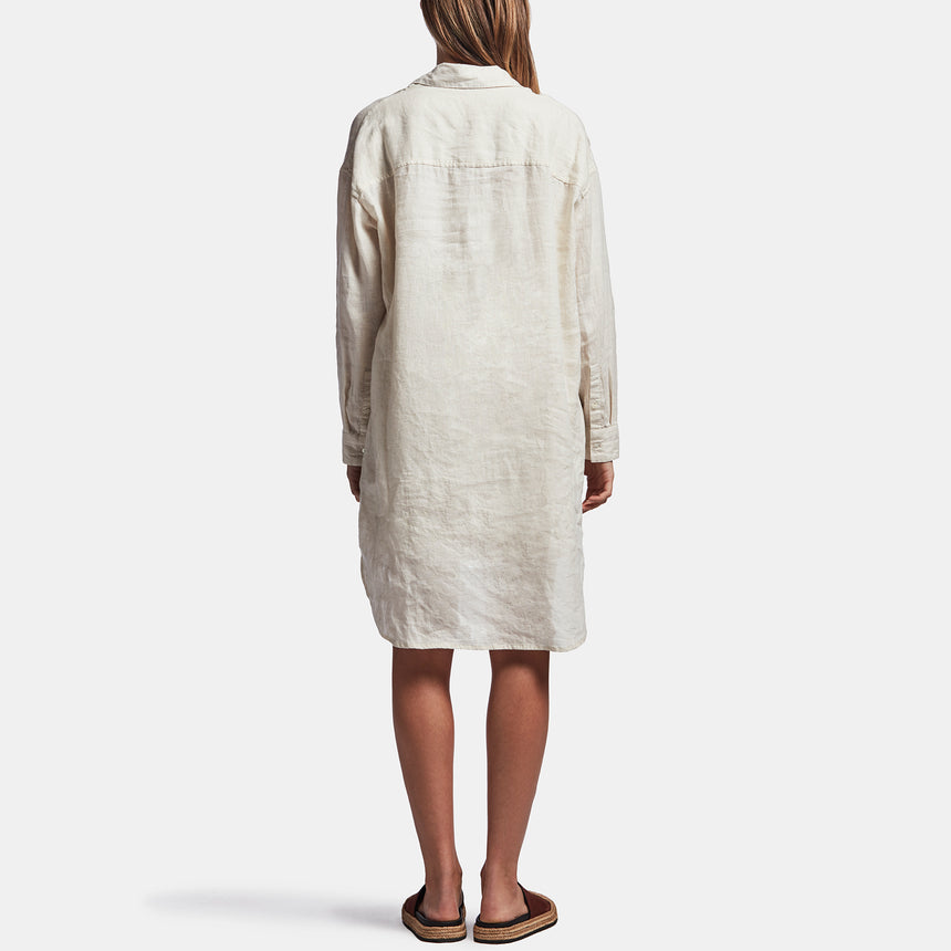Linen Military Shirt Dress In Calico | James Perse Los Angeles
