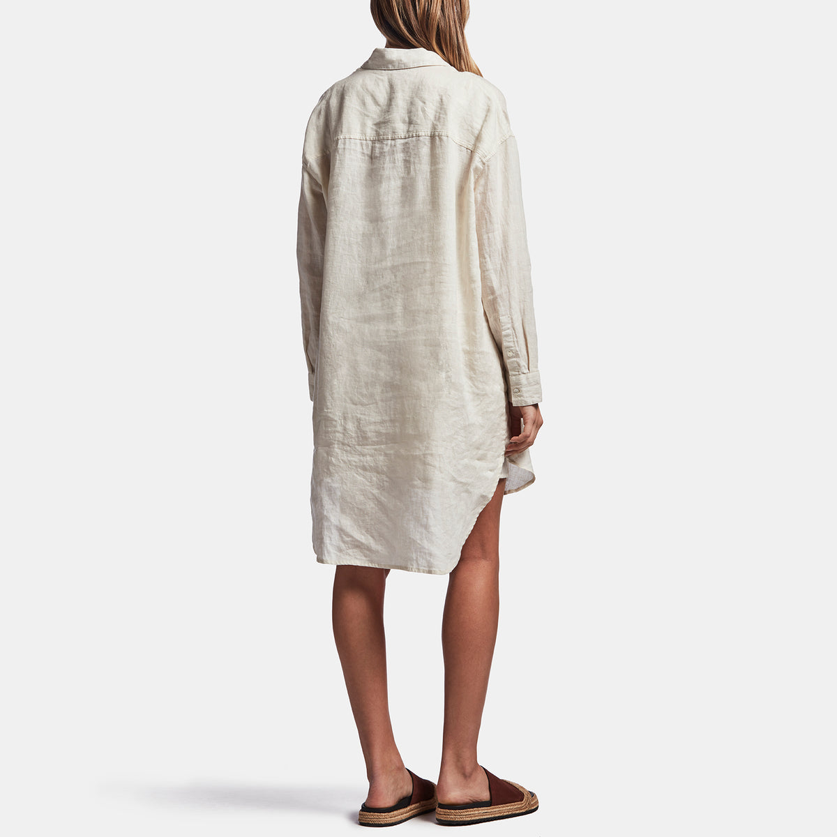 Linen Military Shirt Dress In Calico | James Perse Los Angeles