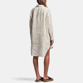 Linen Military Shirt Dress In Calico | James Perse Los Angeles
