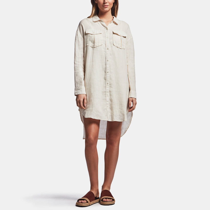 Linen Military Shirt Dress In Calico | James Perse Los Angeles