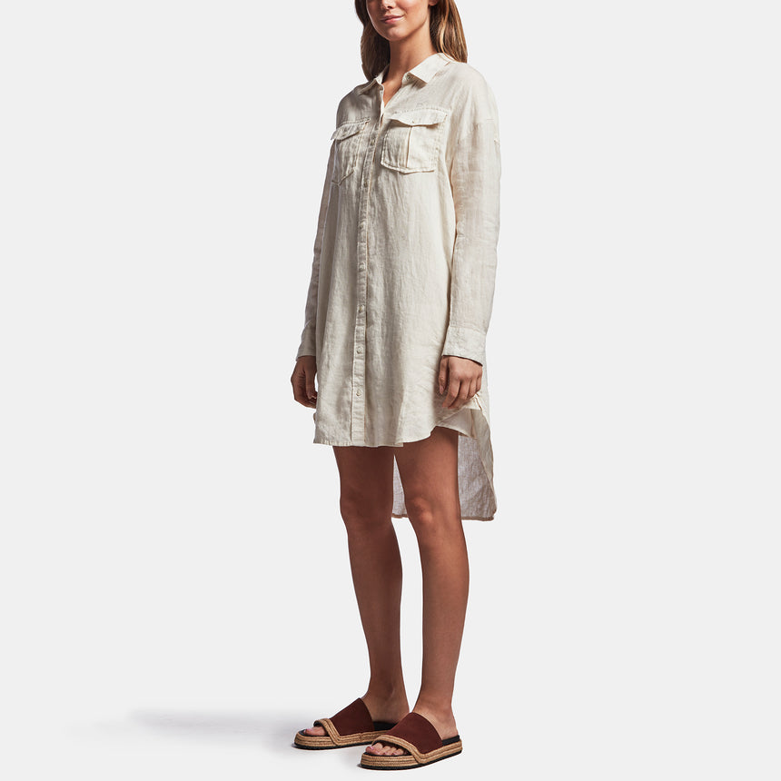 Linen Military Shirt Dress In Calico | James Perse Los Angeles