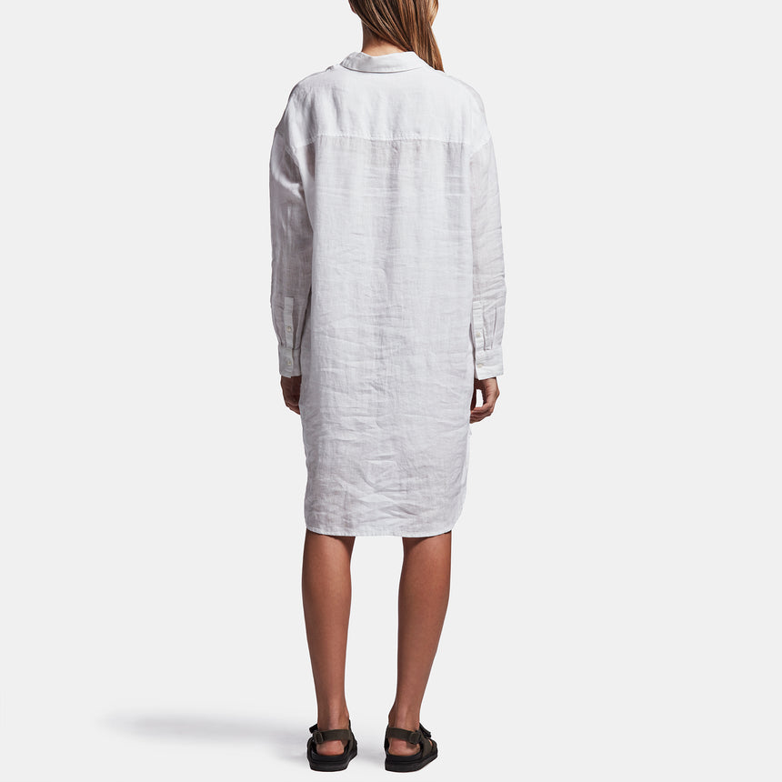 Linen Military Shirt Dress In White | James Perse Los Angeles
