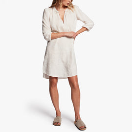 Linen Peasant Dress In Oyster | James Perse Los Angeles