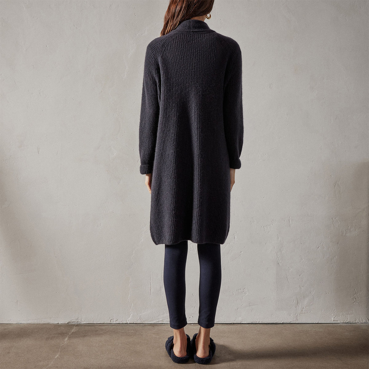 Rib Shawl Open Cardigan in Black | James Perse Los Angeles