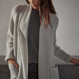 Rib Shawl Open Cardigan in Mist | James Perse Los Angeles