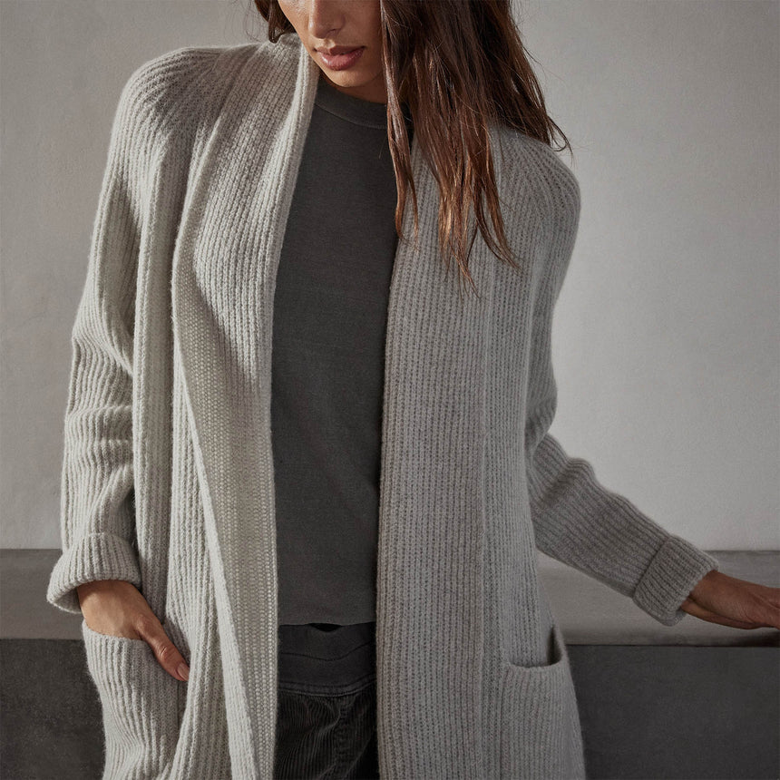 Rib Shawl Open Cardigan in Mist | James Perse Los Angeles