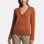 Lightweight Textured Cashmere V Neck In Amber | James Perse Los Angeles