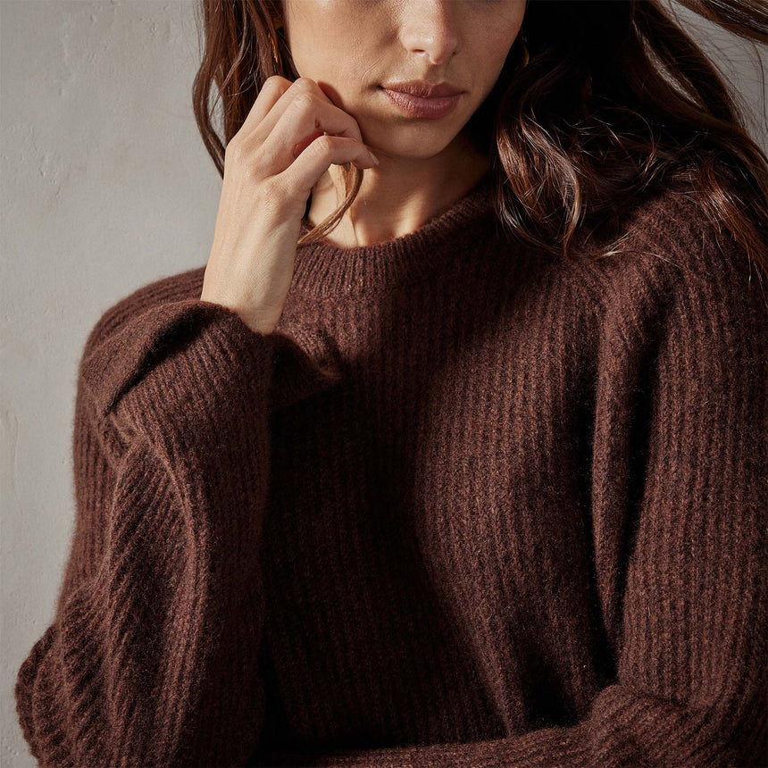 Rib Raglan Crew Sweater in Americano | James Perse Los Angeles