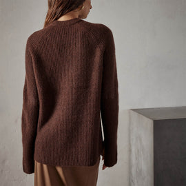 Rib Raglan Crew Sweater in Americano | James Perse Los Angeles