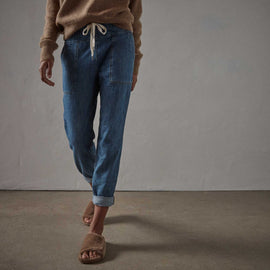 Lightweight Denim Contrast Pant - Blue Denim | James Perse Los Angeles