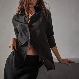 Tuxedo Shirt in Black | James Perse Los Angeles
