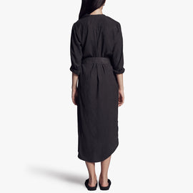 Tie Waist Shirt Dress In Carbon | James Perse Los Angeles