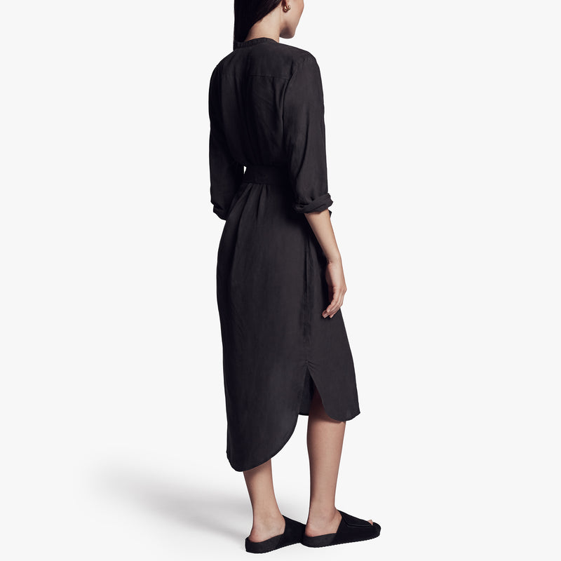 Tie Waist Shirt Dress In Carbon | James Perse Los Angeles