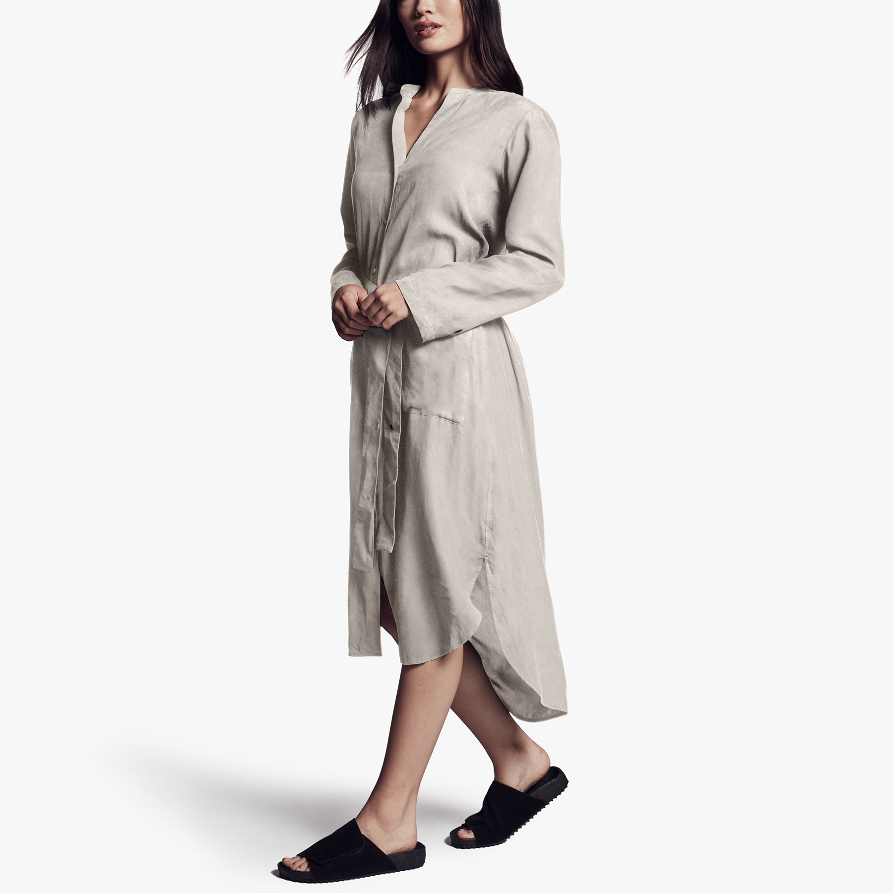 Tie Waist Shirt Dress In Silver | James Perse Los Angeles