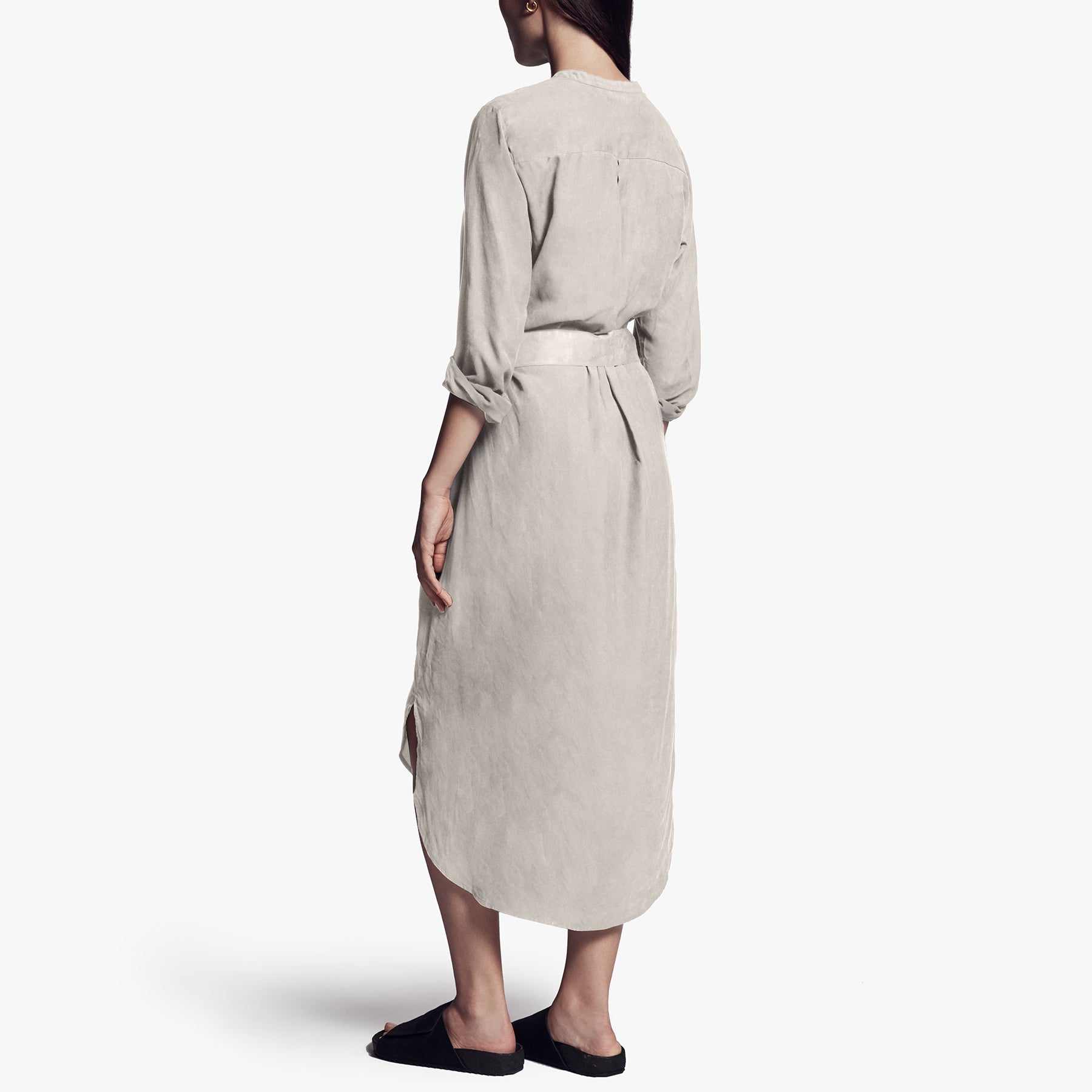 Tie Waist Shirt Dress In Silver | James Perse Los Angeles