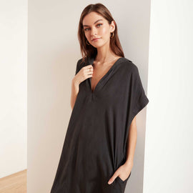 Micro Suede Relaxed Hooded Dress - Carbon | James Perse Los Angeles
