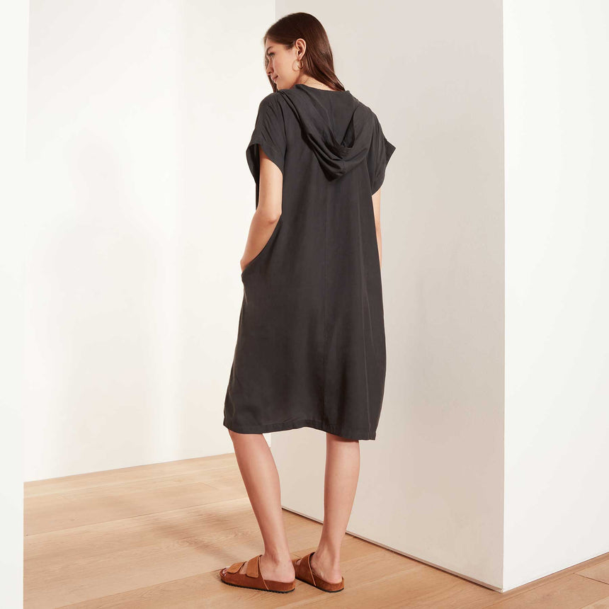 Micro Suede Relaxed Hooded Dress - Carbon | James Perse Los Angeles