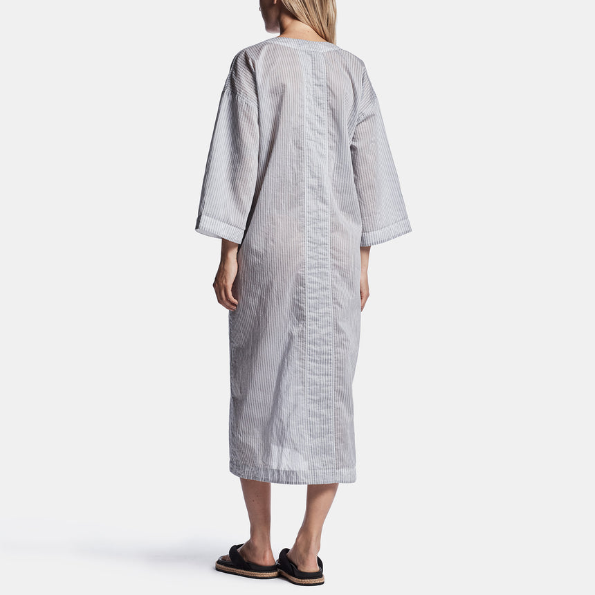 Striped Organza Caftan In Black/White | James Perse Los Angeles