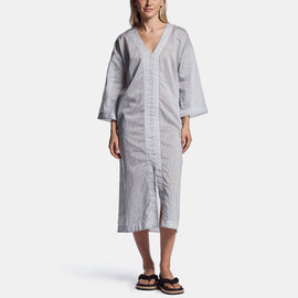 Striped Organza Caftan In Black/White | James Perse Los Angeles