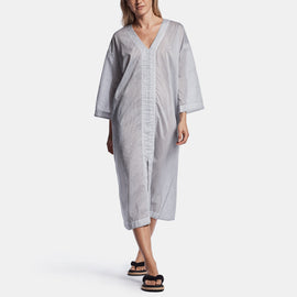 Striped Organza Caftan In Black/White | James Perse Los Angeles
