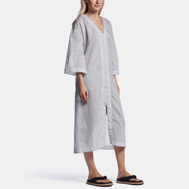 Striped Organza Caftan In Black/White | James Perse Los Angeles