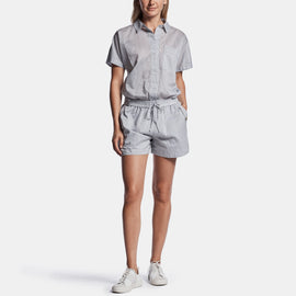 Striped Organza Romper In Black/White | James Perse Los Angeles