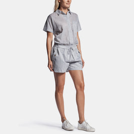 Striped Organza Romper In Black/White | James Perse Los Angeles