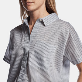 Striped Organza Romper In Black/White | James Perse Los Angeles