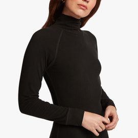 Micro Sueded Turtleneck Dress In Black | James Perse Los Angeles