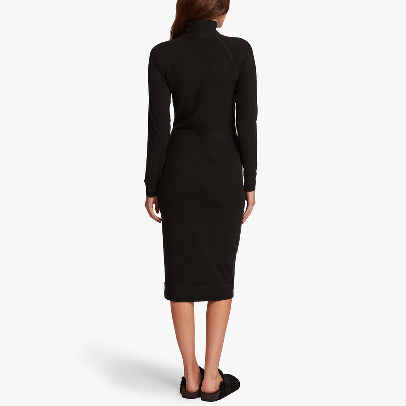 Micro Sueded Turtleneck Dress In Black | James Perse Los Angeles