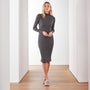 Contrast Ribbed Turtleneck Dress In Asphalt | James Perse Los Angeles